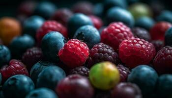 A bowl of juicy, ripe berry fruit a gourmet dessert generated by AI photo