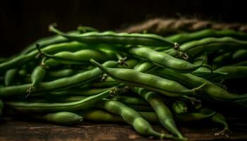 Organic green beans, ripe and fresh, perfect for healthy eating generated by AI photo