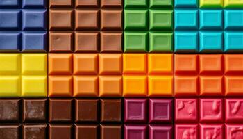 A vibrant, multi colored candy block pattern childhood indulgence generated by AI photo