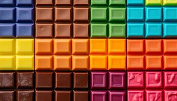 A vibrant, multi colored candy block pattern childhood indulgence generated by AI photo