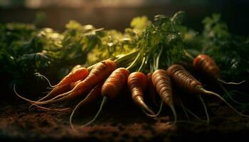 recién cosechado orgánico zanahorias, un sano adición a ninguna comida generado por ai foto