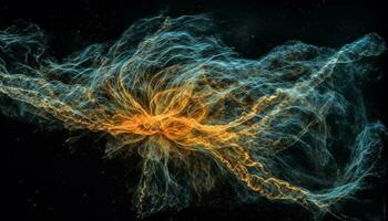 Futuristic galaxy explodes in a chaotic, multi colored natural phenomenon generated by AI photo