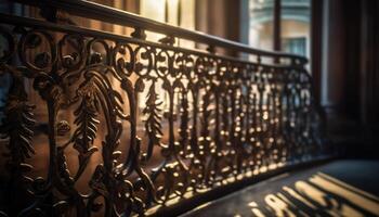 The ornate wrought iron balcony railing exudes elegance and history generated by AI photo