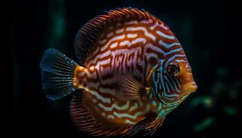 Vibrant clown fish swimming in multi colored coral reef underwater generated by AI photo