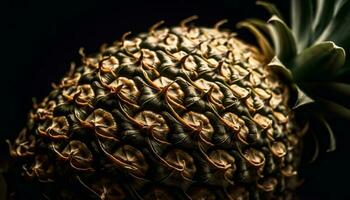 Sharp thorns protect the ripe pineapple beauty in nature generated by AI photo