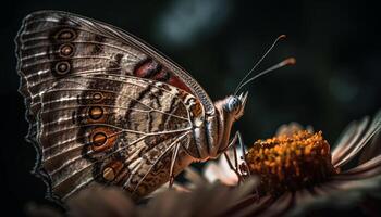 The fragile beauty of a multi colored butterfly in nature elegance generated by AI photo