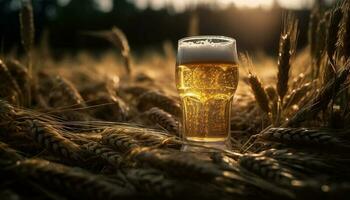 un espumoso bebida en un cerveza vaso, celebrando el temporada generado por ai foto