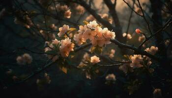 Cherry blossom bouquet, vibrant colors in formal garden design generated by AI photo