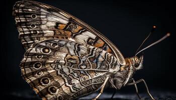 The fragile beauty of a multi colored butterfly wing in macro generated by AI photo