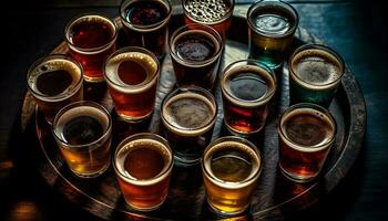 A frothy celebration of craft beer in a shiny pub generated by AI photo