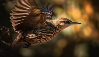 The majestic hawk perches on a branch, spreading its wings generated by AI photo