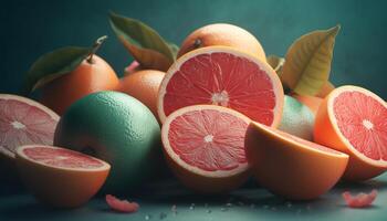 Juicy citrus fruits bring freshness to summer healthy lifestyle design generated by AI photo