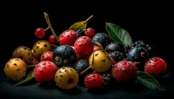 Fresh fruit collection, a gourmet dessert for healthy eating celebration generated by AI photo