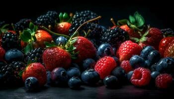 Juicy berry bowl a sweet, healthy snack with antioxidant variation generated by AI photo