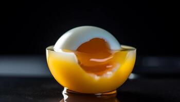 un fresco, sano comida amarillo fruta, huevo yema de huevo, y proteína generado por ai foto