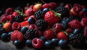 Juicy berry bowl a gourmet dessert for healthy lifestyles generated by AI photo