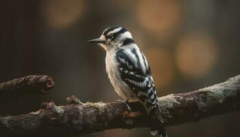 A cute nuthatch sitting on a twig, looking at camera generated by AI photo