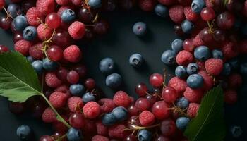 Fresh organic berry fruit salad, a colorful and healthy refreshment generated by AI photo