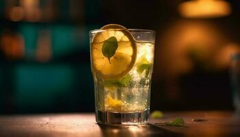 A refreshing mojito with lemon and mint, perfect for summer generated by AI photo