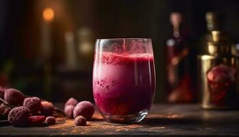 A refreshing organic berry smoothie, a healthy summer snack generated by AI photo