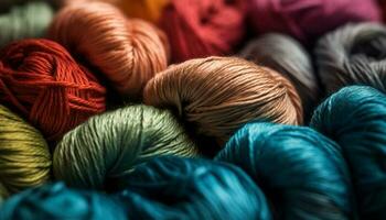 suave de lana hilos tejido dentro vistoso invierno ropa diseños generado por ai foto