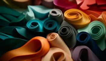 Vibrant silk spool collection for fashion sewing decoration ideas generated by AI photo