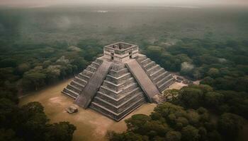 The ancient pyramid monument in Chichen Itza inspires awe generated by AI photo