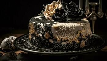 un florido chocolate pastel, horneado con elegancia y indulgencia generado por ai foto