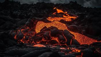 ardiente infierno, brillante carbón, peligro en naturaleza físico estructura generado por ai foto