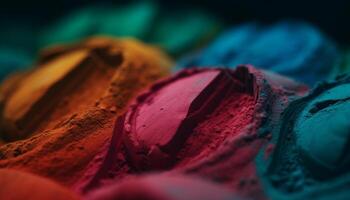 Vibrant colors of eyeshadow palette create abstract beauty collection generated by AI photo