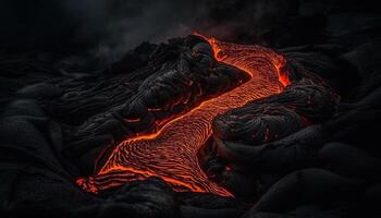 llameante ola de destrucción quemaduras mediante natural submarino paisaje generado por ai foto