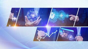 Global business structure of networking, Analysis and data exchange customer connection, HR recruitment and global outsourcing, Customer service, Teamwork, Technology and data connection worldwide. photo
