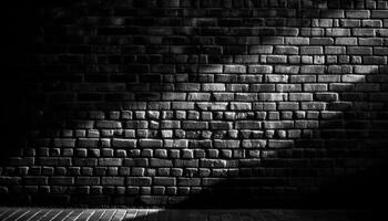 Dark brick wall, rough textured design, ancient architecture generated by AI photo