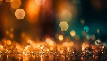brillante Navidad luces iluminar vibrante fiesta fondo con resumen patrones generado por ai foto