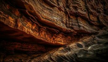 Smooth sandstone waves create abstract beauty in Antelope Canyon ravine generated by AI photo