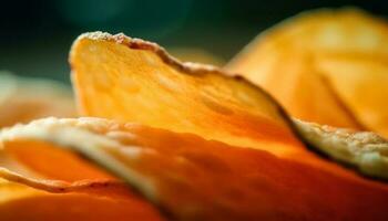 maduro naranja rebanada, un sano bocadillo para un gastrónomo comida generado por ai foto