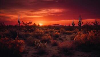 silueta de montaña rango a oscuridad, un tranquilo verano paisaje generado por ai foto