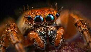 Spooky arachnid leg magnified, focus on foreground, no people present generated by AI photo