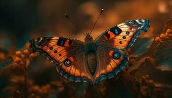 Majestic butterfly wing displays vibrant multi colored pattern generated by AI photo