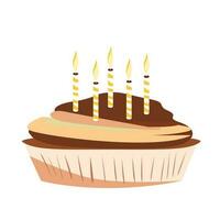 Birthday Cake Vector Illustration. Birthday cake with candles. Cartoon style. Eps 10. Isolated on white.