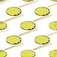 Seamless pattern of Asian food, pickled daikon. vector