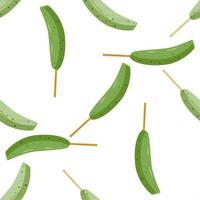 Seamless pattern of Asian food, Cucumbers skewer. vector