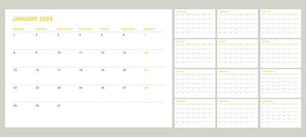 set calendar 2024 with simple and modern design vector