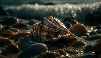 Seashell collection showcases beauty in nature patterns generated by AI photo