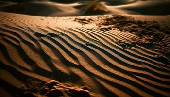 Rippled sand dunes create a tranquil scene generated by AI photo