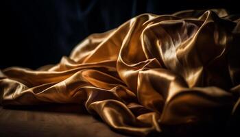 Smooth satin curtain in abstract wave pattern generated by AI photo