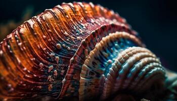 Multi colored seashell spiral, beauty in nature design generated by AI photo