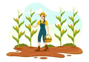cosecha temporada vector ilustración con otoño de calabazas y estacional agrícola en un granja en plano dibujos animados mano dibujado antecedentes plantillas