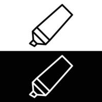 Highlighter Outline Icon Illustration on White and black Background vector