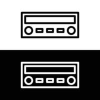 Car audio player icon. Outline of car audio player vector icons for web design isolated on white and black background
